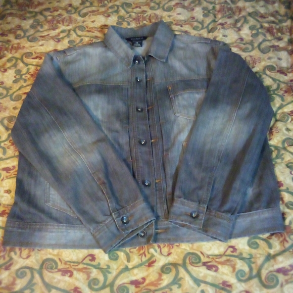 Rocawear Stone Washed Denim Jacket Coat Men's Size 44 Gray - Picture 1 of 16